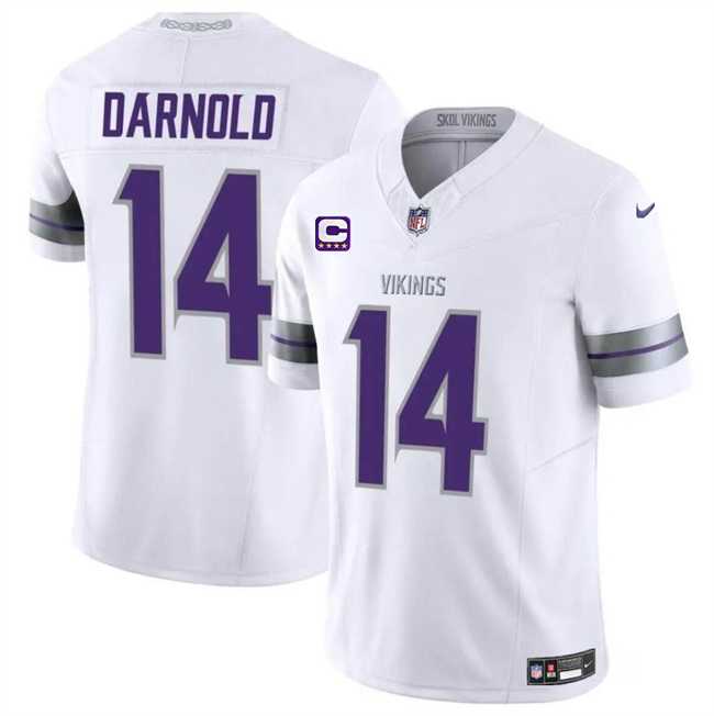 Men & Women & Youth Minnesota Vikings #14 Sam Darnold White 2024 F.U.S.E. With 4-Star C Patch Winter Warrior Limited Stitched Jersey